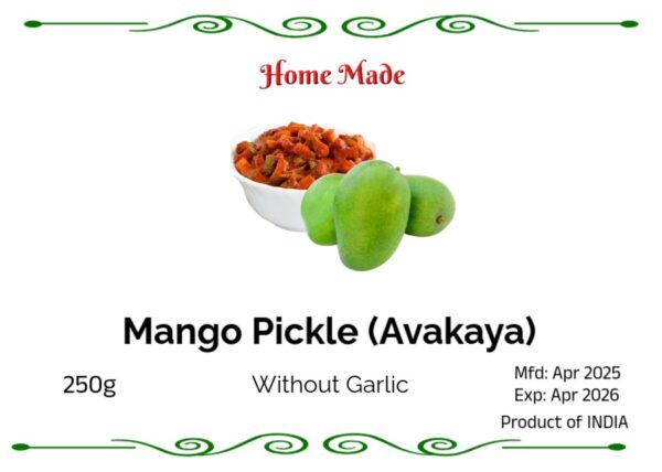 Mango Pickle / Avakaya (without garlic) | HomeMade | 250g